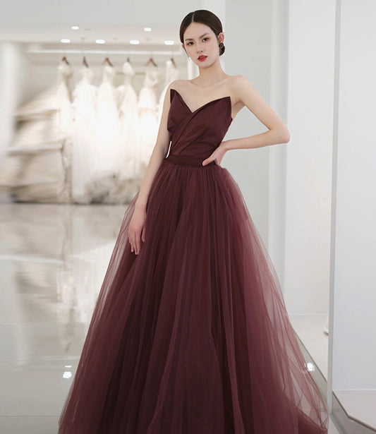 Süßes langes Ballkleid aus Tüll A-Linie Abendkleid 10561