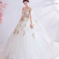 White tulle sequins long prom dress white evening dress  10537