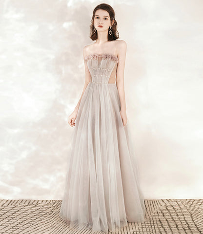 Cute tulle long A line prom dress evening dress  10544