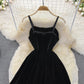 Schwarzes kurzes Samtkleid Schwarzes Modekleid 10711