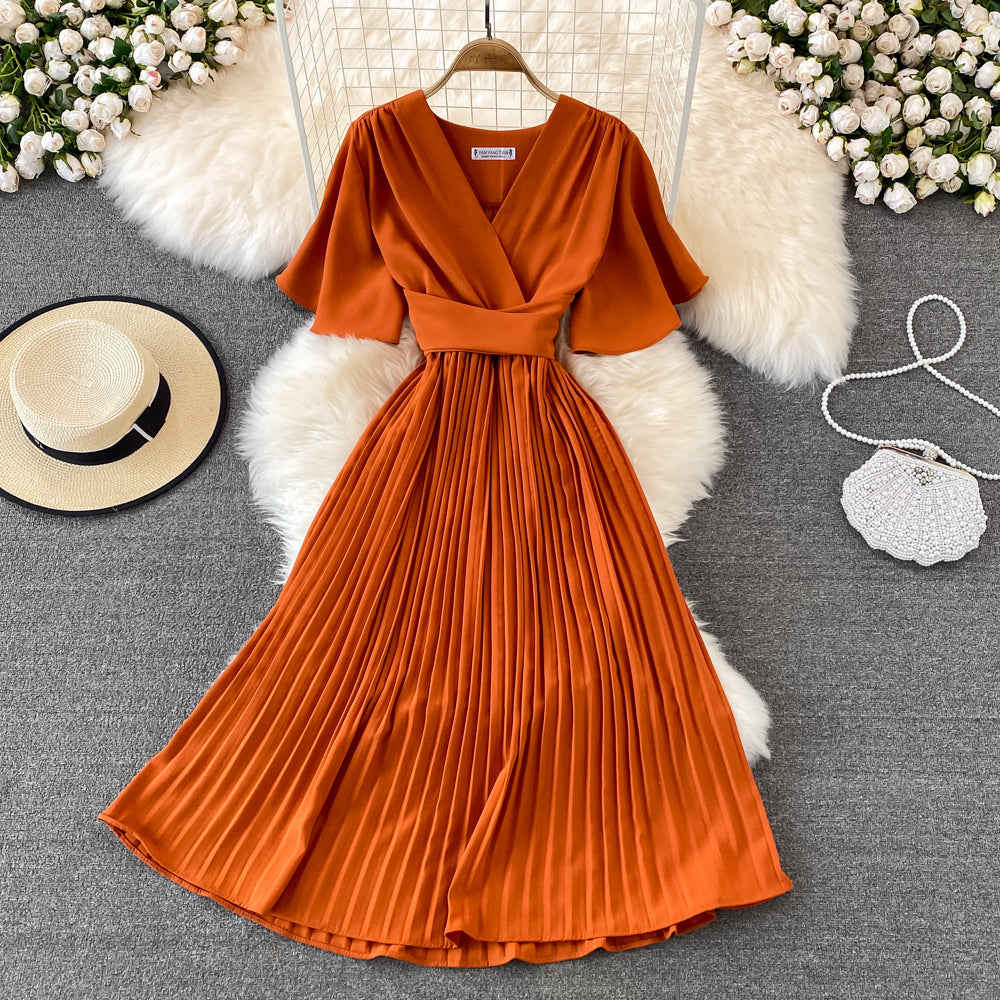 Simple V Neck Short Dress A Line Fashion Dress  10728