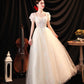 Champagne tulle sequins long prom dress evening dress  10536