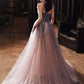 Robe de soirée longue en tulle violet à paillettes 10648