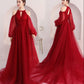 Langes Ballkleid aus rotem Tüll Abendkleid in A-Linie 10444