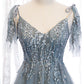 Blaues langes Ballkleid aus Tüllspitze blaues Abendkleid 10356