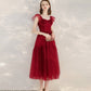 Robe de cocktail courte en tulle rouge avec ligne A 10399