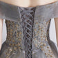 Graues Tüll Pailletten langes Ballkleid Abendkleid 10639