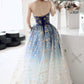 Blue tulle long prom dress blue evening dress  10590