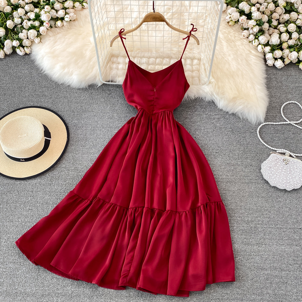Süßes kurzes Kleid mit V-Ausschnitt Modekleid 10697