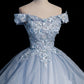 Blaues Tüll-Spitzen-Ballkleid-Kleid, lang, formelle Kleider 10475