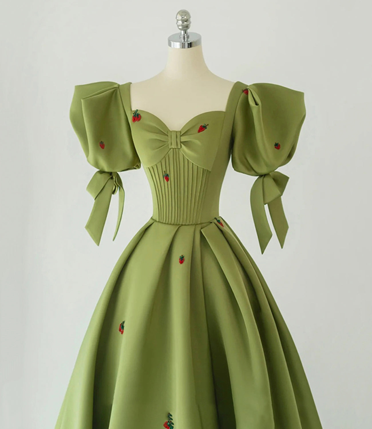 Süßes Erdbeer langes Ballkleid grünes Abendkleid 10393