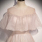 Rosa Tüll langes Ballkleid A-Linie Abendkleid 10331