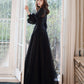 Schwarzes langes Ballkleid aus Tüllspitze A-Linie Abendkleid 10460