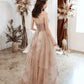 Cute tulle sequins long prom dress A line evening gown  10486