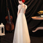 Champagne tulle sequins long prom dress evening dress  10536