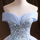 Blue tulle lace long ball gown dress formal dress  10386