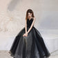 Robe de soirée longue en tulle noir Robe de soirée trapèze 10416
