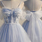 Blue tulle lace short prom dress homecoming dress  10540