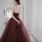 Cute tulle long prom dress A line evening gown  10561
