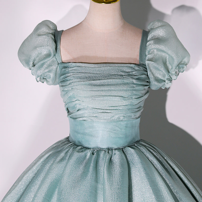 Robe de bal longue en tulle vert Robe de soirée trapèze 10348