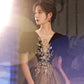 Langes Ballkleid aus schwarzem Tüll mit Pailletten A-Linie Abendkleid 10441