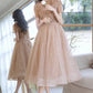 Süßes Tüll Perlen kurzes Ballkleid A-Linie Partykleid 10519