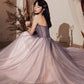 Robe de soirée longue en tulle violet à paillettes 10648