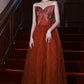 Robe de soirée longue en tulle satiné bordeaux Robe de soirée trapèze 10649