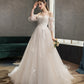 Robe de soirée longue en tulle et dentelle mignonne Robe de soirée trapèze 10573