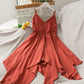 Robe courte irrégulière à col en V mignonne Robe trapèze tendance 10675