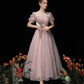 Pink tulle beads short prom dress A line homecoming dress  10518