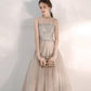 Champagner Tüll Pailletten langes Ballkleid Abendkleid 10375
