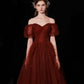 Burgund Tüll langes Ballkleid A-Linie Abendkleid 10439
