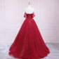 Langes Ballkleid aus rotem Tüll mit Pailletten A-Linie Abendkleid 10569