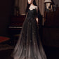 Black tulle lace long prom dress evening dress  10363