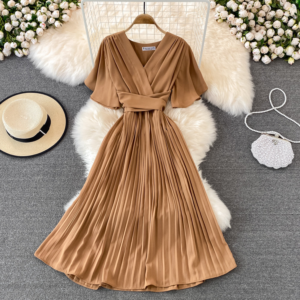Simple V Neck Short Dress A Line Fashion Dress  10728