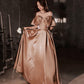 Robe de soirée longue en satin avec joli nœud 10382