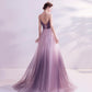 Robe de soirée longue en tulle violet à paillettes 10479