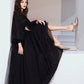 Schwarzes langes Ballkleid aus Tüllspitze A-Linie Abendkleid 10460