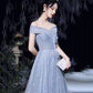 Blue tulle sequins long prom dress blue evening dress  10465