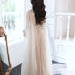 Robe de soirée longue en tulle à paillettes champagne 10605
