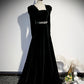 Langes Ballkleid aus schwarzem Samt Abendkleid in A-Linie 10330