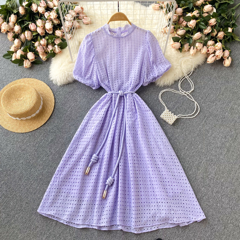 Süßes Ausschnitt A-Linie Kleid Modekleid 10665