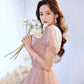 Robe de soirée longue en tulle rose mignonne, coupe A, 10524