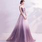 Robe de soirée longue en tulle violet à paillettes 10479
