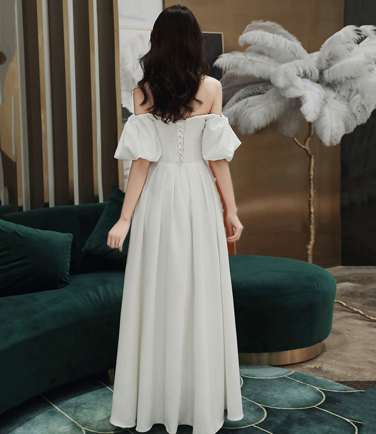 Einfaches A-Linie langes weißes Ballkleid weißes Abendkleid 10338