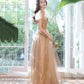 Robe de soirée longue en tulle brillant à paillettes Robe de soirée trapèze 10389