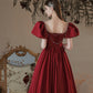 Burgundy satin long prom dress evening dress  10473