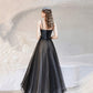 Robe de soirée longue en tulle noir Robe de soirée trapèze 10416