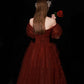Burgund Tüll langes Ballkleid A-Linie Abendkleid 10439